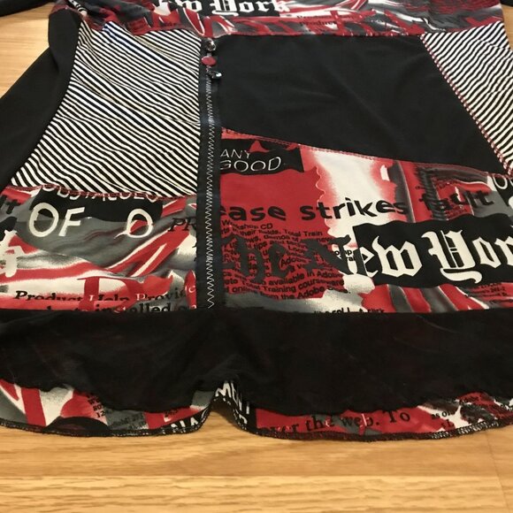 Marie Claire Boutiques Tunic New York Graphic Print Top Large Womens 3/4 Sleeve - Picture 5 of 8